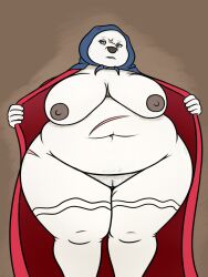 anthro bear big_breasts big_nipples breasts clothing female fur genitals headgear headwear hi_res hood inviting legwear looking_at_viewer mammal mature_female navel nipples overweight overweight_female oystercatcher7 polar_bear pubes pussy scar solo stockings thick_thighs ursine white_body white_fur wide_hips