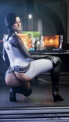 1girls 3d ass big_ass big_breasts black_hair blender blue_eyes dat_ass dom3d female female_only human human_only long_hair looking_at_viewer mass_effect miranda_lawson posing solo