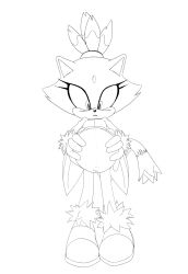 blaze_the_cat blush breasts cat_ears feline female female_focus female_only monochrome navel pregnant raccoonshinobi ready_to_pop sketch sonic_(series) sonic_the_hedgehog_(series) surprised