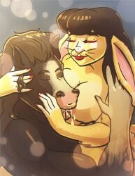 anthro anthro_on_anthro anthrofied breast_feeding bunny bunny_girl cuddles cuddling horse horse_boy maximaldraws rabbit rabbit_girl