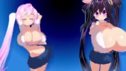 2_phut_hon 2girls 3d :) animated ariane_cevaille big_breasts blush bouncing_breasts breast_expansion breasts dancing dark_hair female female_only hair_bows huge_breasts hyper hyper_breasts large_breasts light-skinned_female light_skin long_twintails looking_at_viewer massive_breasts mmd no_sound open_mouth oppai original original_character pink_hair shaking_hips silo9 smile standing tagme tight_clothing twintails video younger_female