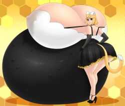 big_belly cat_ears cat_tail dress fetal_movement hands_on_hips huge_ass huge_belly huge_breasts hyper_belly hyper_breasts hyper_pregnancy kagamine_rin lactation looking_at_viewer pregnant vocaloid zdemian