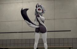 3d animated ass ass_focus ass_grab ass_up changing_room furry helluva_boss looking_back loona_(helluva_boss) mirror_image nude_female sfm tagme video white_body white_hair white_skin wolf_girl