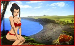 1girls avatar_legends avatar_the_last_airbender azula bikini black_hair cartoongirls female fire_nation red_bikini swimsuit