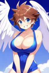 ai_generated angel angel_wings blue_eyes brown_hair female genderswap_(mtf) kid_icarus kid_icarus_uprising nai_diffusion nintendo pit pit_(kid_icarus) rule_63 stable_diffusion