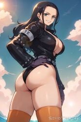 1girls ai_generated ass ass ass_focus back back_view bare_legs bare_thighs big_ass big_breasts big_butt black_hair blue_eyes clothed clothing color female female_focus female_only hi_res large_breasts light-skinned_female light_skin long_hair looking_at_viewer nico_robin one_piece one_piece:_egghead_arc senotakai_ai shounen_jump solo solo_female tagme thick_thighs