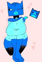 1girls big_breasts blue_body blue_clothing blue_eyes cat_ears cat_tail cube_98_(geometry_dash) geometry_dash heart huge_breasts no_panties tobbuck