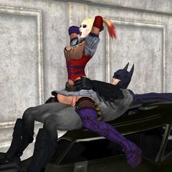 3d batman batman:_arkham_asylum batman:_arkham_city batman_(series) darksdante dc dc_comics female harley_quinn harley_quinn_(arkham) harley_quinn_(arkham_city) human male straight tagme