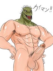 balls bara big_balls big_penis boner dorohedoro erection for_a_head kaiman lizard male male_only muscles muscular nude penis ruthlessart solo solo_male