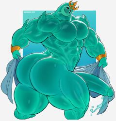 1boy 2024 abs ass ass_focus big_butt big_muscles big_penis blue_body blue_butt blue_glans blue_penis blue_precum bodily_fluids colored_precum daiidalus epic_games fortnite genital_fluids genitals glans glistening glistening_body glistening_genitalia glistening_penis goo_creature goo_humanoid hi_res huge_cock huge_muscles humanoid humanoid_genitalia humanoid_penis looking_back male male_focus male_only muscular muscular_humanoid muscular_male no_humans open_mouth open_smile pecs penis poseidon_(fortnite) precum rippley rippley_(fortnite) simple_background smile solo unusual_bodily_fluids unusual_genital_fluids unusual_precum