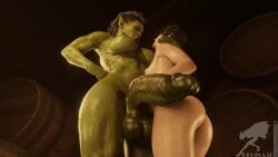 1futa 1girls 2024 3d animated erect_nipples futa_on_female futanari green_skin handjob interspecies large_balls large_penis muscular_futanari no_sound orc orc_futanari regina3d sagging_balls size_difference tagme video