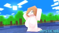 1girls bathing big_ass big_breasts big_butt breasts elysia_the_guard_villager forest mine-imator minecraft mystic100 naked naked_female nude nude_female showering tagme villager_(minecraft)