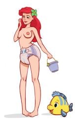 abdl abu_cushies ariel ariel_(the_little_mermaid) babygirl breasts diaper disney flounder nipples pieceofsoap the_little_mermaid topless