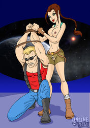 crossover duke_nukem duke_nukem_(series) female human lara_croft lara_croft_(classic) male online_superheroes straight tomb_raider