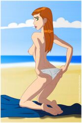 1girls ass ben_10 ben_10_alien_force bikini_bottom bikini_bottom_only cartoongirls green_eyes gwen_tennyson gwen_tennyson_(alien_force) orange_hair topless topless_female