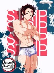 abs aleccanny bulge bulge_through_clothing demon_slayer kimetsu_no_yaiba muscles muscular muscular_arms muscular_legs muscular_male muscular_thighs patreon patreon_logo patreon_username scars solo_male tanjiro_kamado thick_arms thick_thighs underwear underwear_only yaoi