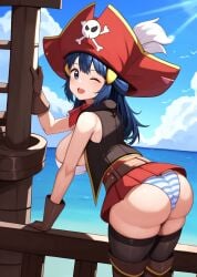 1girls ai_generated ass big_ass big_butt big_cleavage blue_eyes blue_hair blush blushing_at_partner blushing_at_viewer boots breasts cleavage cleavage_overflow clouds cosplay curvy_thighs dat_ass dawn_(pokemon) female female_focus female_only gloves hat long_hair looking_at_partner looking_back_at_viewer ocean panties pirate pirate_hat pirate_ship plump_ass plump_hips plump_thighs pokemon pokemon_dppt sea sideboob sky solo_female stable_diffusion stockings thedawn_hikari thick_thighs visible_panties visible_underwear voluptuous wide_hips wide_thighs winking_at_partner winking_at_viewer