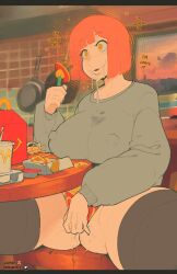 1girls alternate_breast_size big_breasts bob_cut breasts busty curvaceous curvy curvy_body curvy_female curvy_figure darkhatboy female happy_meal huge_breasts hypnosis hypnotic_eyes large_breasts masturbation mcdonald's milf mind_control mom_(japanese_mcdonald's_commercial) mother orange_hair thick_thighs thighhighs thighs voluptuous yoru_mac