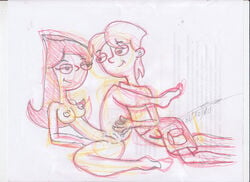 candace_flynn disney female human jeremy_johnson male nipples phineas_and_ferb rough_sketch straight tagme