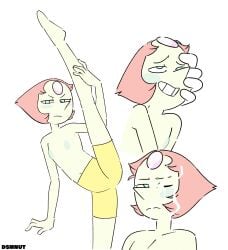 1girls accurate_art_style alien alien_girl alien_humanoid annoyed belly_button blush breasts cartoon_network cum cum_on_face cum_on_hair cum_over_eye cum_string cumdrip dsmnup faceless_male female female_focus female_only flat_chest frown gem_(species) hand_on_face nipples one_eye_closed pearl_(steven_universe) pink_hair pleasure_face pointy_nose short_hair simple_background small_breasts smile solo solo_female squint steven_universe stretching teal_nipples topless topless_female true_flat_chest white_background white_body yellow_shorts