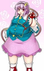 bbw belly_overhang big_belly big_female blush chubby chubby_female embarrassed fat fat_female fat_fetish fat_girl fat_woman fatty large_female obese obese_female overweight overweight_female pink_hair plump pork_chop satori_komeiji sweatdrop thick_thighs tight_clothing tight_fit touhou tubby weight_gain