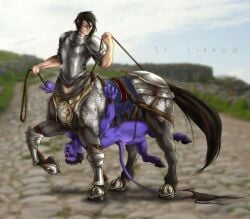 ambiguous_gender armor belly_riding bound centaur digital_media_(artwork) duo equid equid_taur equine harness humanoid humanoid_pointy_ears humanoid_taur male male/ambiguous male_only male_penetrating mammal mammal_taur penetration sex st.likhod tail taur tiefling