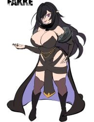 1girls big_breasts big_tits black_hair boobs breasts elara_(vtuber) elf elf_ears flat_colors full_body huge_breasts long_hair pointy_ears purple_eyes sketch tits tongue tongue_out virtual_youtuber