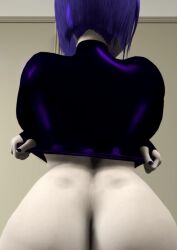 1girls 3d ass back_dimples backside dc dc_comics female female_only grey_skin marianart purple_hair raven_(dc) solo teen_titans