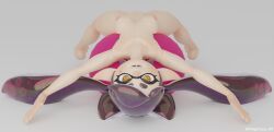 1girls 3d 3d_(artwork) barefoot callie_(splatoon) completely_nude completely_nude_female exercise_ball female female_only full_body hughjazz_69 naked naked_female nude nude_female open_mouth open_smile smile solo solo_female splatoon squid_sisters upside-down