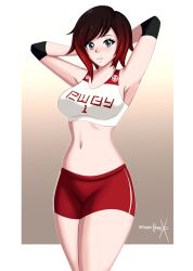 2d alternate_costume artist_name breasts female female_only light-skinned_female light_skin pale-skinned_female pale_skin ruby_rose rwby short_hair solo sonicheroxd tagme watermark