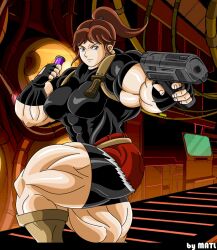 1girls abs biceps breasts brown_hair claire_redfield female female_only fully_clothed hair hyper_muscles matl muscles muscular muscular_arms muscular_female muscular_legs muscular_thighs pecs resident_evil solo