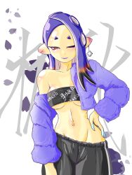 1girls 2024 black_eyelashes blue_hair cephalopod cephalopod_humanoid cleavage deep_cut_(splatoon) ear_piercing earrings exposed_shoulders exposed_stomach eyelashes eyeliner female female_only hand_on_hip hi_res high_resolution japanese_female light-skinned_female light_skin lipstick long_eyelashes long_fingernails looking_at_viewer medium_breasts midriff octoling official_alternate_costume red_eyes sagging_pants shiver_(splatoon) shiver_(suffer_no_fools) shiver_hohojiro splatoon splatoon_(series) splatoon_3 sports_bra stomach suffer_no_fools_outfit t2ukmyjm tagme tentacle tentacle_hair thick_thighs underboob wide_hips wink winking_at_viewer