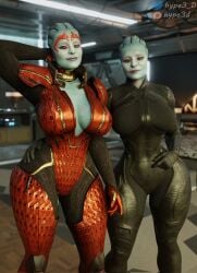 2girls 3d 3d_(artwork) alien alien_girl alien_humanoid artist_name asari big_breasts bioware blue-skinned_female blue_body blue_skin bodysuit busty cleavage curvaceous curvy curvy_figure daughter electronic_arts female female_only fully_clothed hair_tentacles hourglass_figure huge_breasts hype3d large_breasts mass_effect mass_effect_2 mature mature_female milf morinth mother mother_and_daughter multiple_girls patreon_username samara slim_waist tentacle_hair thick_thighs twitter_username voluptuous voluptuous_female wide_hips