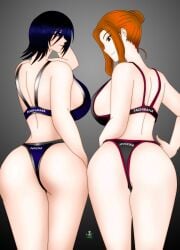 2girls akinama_family_(noir-black-shooter) big_ass big_breasts big_butt crossover dark_blue_hair huge_breasts milf multiple_girls naoki_akinama_(noir-black-shooter) noir-black-shooter orange_hair purple_eyes sports_bikini sports_bra sportswear tachibana-san-chi_no_dansei_jijou tachibana_kyouka