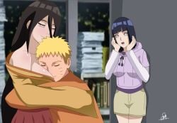 1boy 2girls after_sex agung911 bare_shoulders big_breasts blush boruto:_naruto_next_generations brother_in_law_and_sister_in_law brown_hair caught caught_in_the_act cheating cheating_husband cleavage cucked_by_sister cuckquean cuddling hakama head_between_breasts hug hugging husband_and_wife hyuuga_hanabi hyuuga_hinata indoors jacket kimono lavender_eyes multiple_girls naruto naruto_(series) no_bra purple_hair shorts sisters smile surprised sweater uzumaki_naruto walk-in yellow_hair