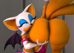 1boy 1girls 2_tails 3d 3d_(artwork) 3d_model anthro ass ass_grab ass_squish ass_worship bat big_ass big_breasts big_butt face_on_ass femboy fox gigantic_ass girly grabbing_ass groping hand_on_ass huge_ass huge_breasts hyper_ass large_ass large_breasts male massive_ass mobian mobian_(species) mobian_bat multi_tail open_mouth plump_ass presenting_ass presenting_hindquarters rouge_the_bat sega sfm sonic_(series) sonic_adventure_2 sonic_the_hedgehog_(series) surprised tails tails_the_fox thick_ass thick_hips thick_legs thick_thighs wide_hips yellow_fur