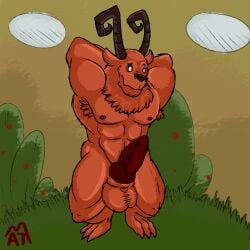 animal_genitalia animal_penis anthro anthrofied armpit_hair athan_(athan_the_monster) balls big_balls big_muscles big_penis black_nose body_hair bovid canine_penis caprine caprine_demon demon don't_starve don't_starve_together dont_starve dont_starve_together erection fur genitals glans horn klei_entertainment knot long_horn male mammal muscular muscular_anthro muscular_male neck_tuft nipples nude pecs penis red_balls red_body red_fur red_glans red_penis saggy_balls solo tuft video_games white_eyes wortox