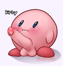 adorable balls big_penis blue_eyes blush cute cute_face erection footvomit kirby kirby_(series) male male_only penis pink_body pink_skin red_feet sausage solo solo_male testicles