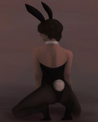 ass brown_hair bunny_ears bunny_tail bunnysuit collar leggings mcyt minecraft_youtubers playboy_bunny stockings suggestive_pose tubbo