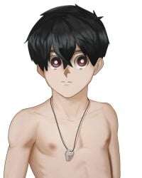 1boy 2boys black_hair gublin kabane_kusaka kemono_jihen kusaka_kabane pecs red_eyes shirtless yaoi