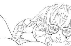 ahe_gao animal_ears black_and_white blush demon demon_girl fox_ears glasses glubbable handjob heart heart-shaped_pupils horns huge_cock indie_virtual_youtuber large_breasts large_penis line_art phantom89489053 pov pov_eye_contact pov_handjob succubus tongue tongue_out veiny_penis virtual_youtuber vrchat