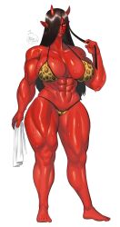 abs bitterbomb demon_girl fit glasses horns huge_breasts muscular muscular_female muscular_thighs red_skin sweet_dynamite thighs thunder_thighs