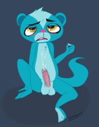 anthro blue_fur furry littlest_pet_shop male masturbation mongoose open_mouth skoogers solo sunil_nevla yellow_eyes