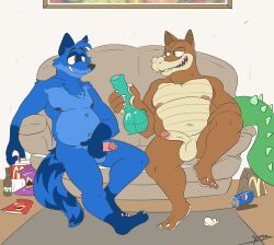 2boys anthro blue_fur bong crash_(series) dingodile drugs furry gay male male_only mcdonald's pepsi skoogers yaoi