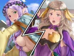 alternate_costume breasts breasts_out deep_rising fire_emblem fire_emblem:_the_binding_blade fire_emblem_fates fire_emblem_heroes idunn_(fire_emblem) medium_breasts nintendo nipples official_alternate_costume ophelia_(fire_emblem) rape small_breasts thor_(deep_rising)