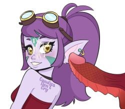 1girls candiesdontcry cum cum_on_face dragon dragon_trainer_tristana female heart-shaped_pupils league_of_legends penis pointy_ears purple_hair purple_skin smile tristana yellow_eyes yordle