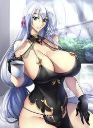 1girls bangs bare_arms bare_shoulders bare_thighs beverage big_breasts black_clothes black_clothing black_dress black_panties black_underwear breasts busty cleavage clothed clothing coffee coffee_mug dress drink female female_focus female_only fit fit_female gloves green_eyes haganef high_school_dxd holding_beverage holding_coffee_mug holding_drink holding_mug huge_breasts large_breasts long_hair mug navel navel_visible_through_clothes panties rossweisse silver_hair sitting sitting_down smile smiling solo solo_female solo_focus thick_thighs thighs tied_hair toned toned_female toned_stomach underwear very_long_hair