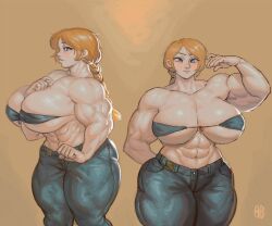 1girls abs alex_(minecraft) animalbutton blonde_female breasts_bigger_than_head huge_ass huge_breasts looking_at_viewer minecraft muscular muscular_female solo tagme thick_thighs