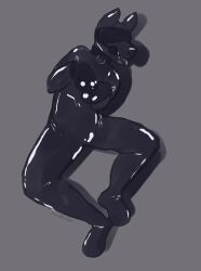 anthro bit_gag blindfold bodily_fluids bodysuit bondage bound clothing collar drone drooling eonbr furry gag hi_res latex lying male male_only malesub on_back rubber rubber_clothing rubber_suit saliva skinsuit solo tight_clothing