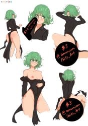 1girls absurd_res ass biitii_art breasts female female_only green_eyes green_hair hi_res looking_at_viewer looking_back one-punch_man small_breasts solo tatsumaki thighs white_background wide_hips